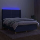 vidaXL Box spring postelja z vzmetnico LED modra 140x190 cm | Shoptok.si