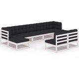 The Living Store Vrtna sedežna garnitura 9-delna z blazinami bela trdna borovina - Vrtna Sedežna Garnitura, (21422244) | Shoptok.si