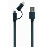 Gembird CC-USB2-AMLM2-1M USB charging combo cable iPhones 8-pin + Micro USB, black, 1 m kabal Cene