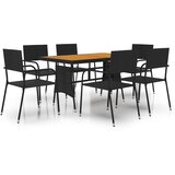  7-dijelni vanjski blagovaonski set od poliratana crni | Eponuda.com