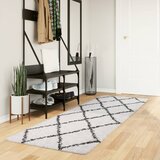 vidaXL Čupavi moderni tepih s visokim vlaknima krem-crni 80x250 cm Cijene