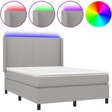 Krevet box spring s madracem LED svjetlosivi 140x190 cm tkanine | Eponuda.ba