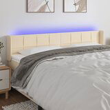 vidaXL LED posteljno vzglavje krem 183x16x78/88 cm blago Cene