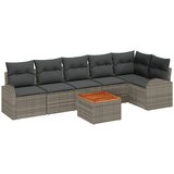 vidaXL 7-dijelni vrtni sofa set s jastučićima sivi poli ratan acacia, 2-sjedalo vrtni sofa s prostorom za pohranu i jastučićima sivi poli ratan Cijene