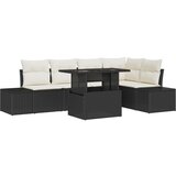 vidaXL 6 delni vrtni kavč set z blazinami Črna Poli ratan, (22090806) | Shoptok.si