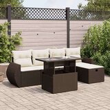 vidaXL 6-dijelni set vrtnih sofa od poliratana s jastucima smeđi | shoptok.hr