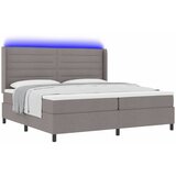  LED Box Spring Krevet Sivo-smeđa 200 x 200 cm tkanina Slike