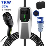 JUNSUN Tip 2 EV Polnilni Kabel za Električna Vozila – 1-Fazni 7KW, Nastavljiv Tok, Prenosni Polnilec 5M s CEE Vtičnico in Torbico (6/8/10/13/16/20/24/32A), (22127987) | Shoptok.si