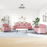  3-dijelni set sofa s jastucima ružičasti baršunasti | shoptok.hr