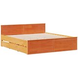  Knjižna postelja brez vzmetnice vošč. rjava 200x200 cm borovina, (21611208) | Shoptok.si