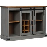 vidaXL Bivak HALDEN 2 drsna vrata siva 112x40x80 cm masivni les | Shoptok.si