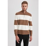 Defacto Standard Fit Striped Stand Collar Sweater Cene