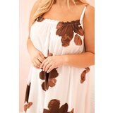 Kesi Włoski Women's dress with straps, ruffle, and floral print brown | Shoptok.si