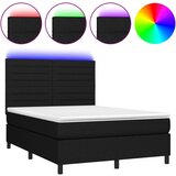 vidaXL Box spring postelja z vzmetnico LED črna 140x200 cm blago, (20790098) Cene