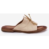 Zazoo 2659 Leather Women's Slippers Beige | shoptok.hr