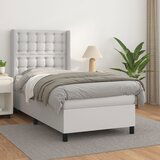 The Living Store Box spring postelja z vzmetnico bela 90x200 cm umetno usnje - Box Spring Postelja, (21515597) Cene