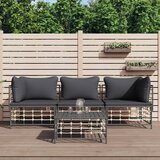 vidaXL 4-dijelna vrtna garnitura od poliratana s jastucima antracit | shoptok.hr