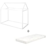 Roba Bijeli dječji krevet od masivnog bora u obliku kućice s madracem/bez podnice 70x140 cm House Bed – | shoptok.hr