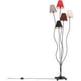 QAZQA Dizajn talne svetilke črne barve s tkaninskimi odtenki 5-light - Melis Cene