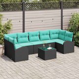  Sjedeća garnitura za vrt 8 kom. 7-Broj sjedala Crna i Tirkizna 289 x 124 x 69 cm | shoptok.hr
