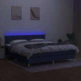 vidaXL Box spring postelja z vzmetnico LED krem 160x200 cm blago, (20900218) | Shoptok.si