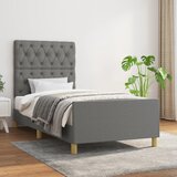 Maison Chic Posteljni okvir - Enojna postelja - Postelja za odrasle brez vzmetnice temno siv 80x200 cm blago-J7865, (21765593) | Shoptok.si