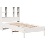 vidaXL Knjižna postelja brez ležišča bela 90x190cm trdna borovina | Shoptok.si