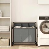  Košara za rublje s kotačima, 3 odjeljka, siva | shoptok.hr
