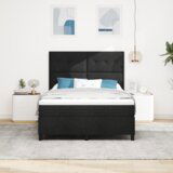 Box Postelja s škatlastim osnovanjem z vzmetnico Črna 160x200 cm Tkanina, (22067400) | Shoptok.si