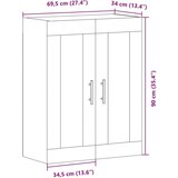 vidaXL Komoda boja starog drva 69,5x34x90 cm konstruiranog drva | shoptok.hr