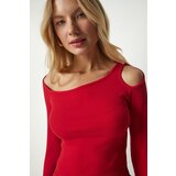 Happiness İstanbul Women's Red Cut Out Detailed Knitted Blouse Cene