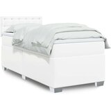 vidaXL Box spring postelja z vzmetnico bela 90x200 cm umetno usnje | Shoptok.si