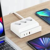 Usams POWER STRIP 65W USB PODALJŠEK POLNILNA VTIČNICA BELA, (21980332) | Shoptok.si