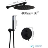  Crni podometni tuš sustav - dva izlaza | Crni tuš EYN BP1225<span> - </span>40 cm Cijene