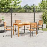  Vrtni set za objed 5 kom. Siva Čvrsto drvo akacije 140 x 80 x 74 cm | Shoptok.si