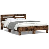 Furnova Posteljni okvir z vzglavjem dimljen hrast 120x200 cm inž. les, (21938709) | Shoptok.si