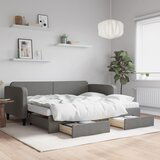 vidaXL Izvlečna dnevna postelja s predali temno siva 90x200 cm blago | Shoptok.si
