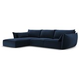 Mazzini Sofas Temno modra žametna kotna sedežna garnitura z ležalnikom (levi kot) Vanda – | Shoptok.si