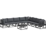 vidaXL Vrtna sedežna garnitura 9 pcs Črna 70 x 70 x 32 cm Aluminij | Shoptok.si