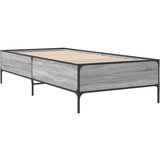 vidaXL Posteljni okvir siva sonoma 75x190 cm inženirski les in kovina, (21142383) | Shoptok.si