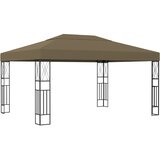  Sjenica s LED svjetlosnim trakama 3 x 4 m smeđe-siva od tkanine | shoptok.hr