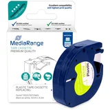 Mediarange Kaseta s trakom za tiskalnike etiket - Dymo 91221 / S0721660, trajno lepilo, 12mm, 4m, laminiran, bel trak, črn izpis