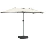vidaXL Vrtni dežnik Peščena 385 x 209 x 244 cm blago | Shoptok.si