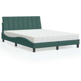 vidaXL Postelja z vzmetnico temno zelena 140x200 cm žamet | Shoptok.si
