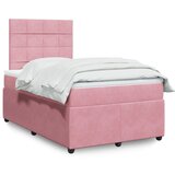 vidaXL Box spring postelja z vzmetnico roza 120x200 cm žamet | Shoptok.si