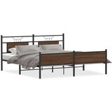 Metalni Kovinski posteljni okvir brez vzmetnice rjavi hrast 183x213 cm, (21829052) | Shoptok.si
