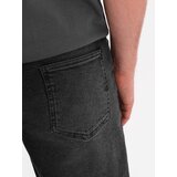 Ombre Men's shorts with elastic waistband and wash effect - black | ePonuda.com