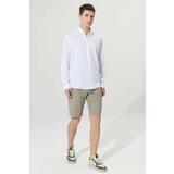 AC&Co / Altınyıldız Classics Men's White Comfort Fit Comfortable Cut Buttoned Collar Casual Linen Shirt. Cene