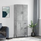 vidaXL Visoka komoda betonsko siva 69,5x34x180 cm inženirski les | Shoptok.si