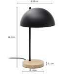 Kave Home Črna/v naravni barvi namizna svetilka s kovinskim senčilom (višina 48,5 cm) Catlar – | Shoptok.si